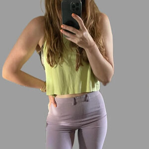 Neon deep muscle tee cropped tank top Sz medium